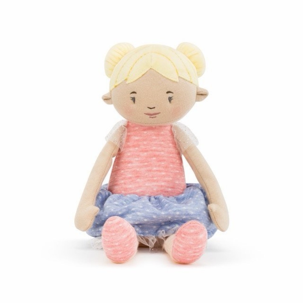 Demdaco Strong Little Girls Blonde Baby Doll Soft Doll Lovey 14”